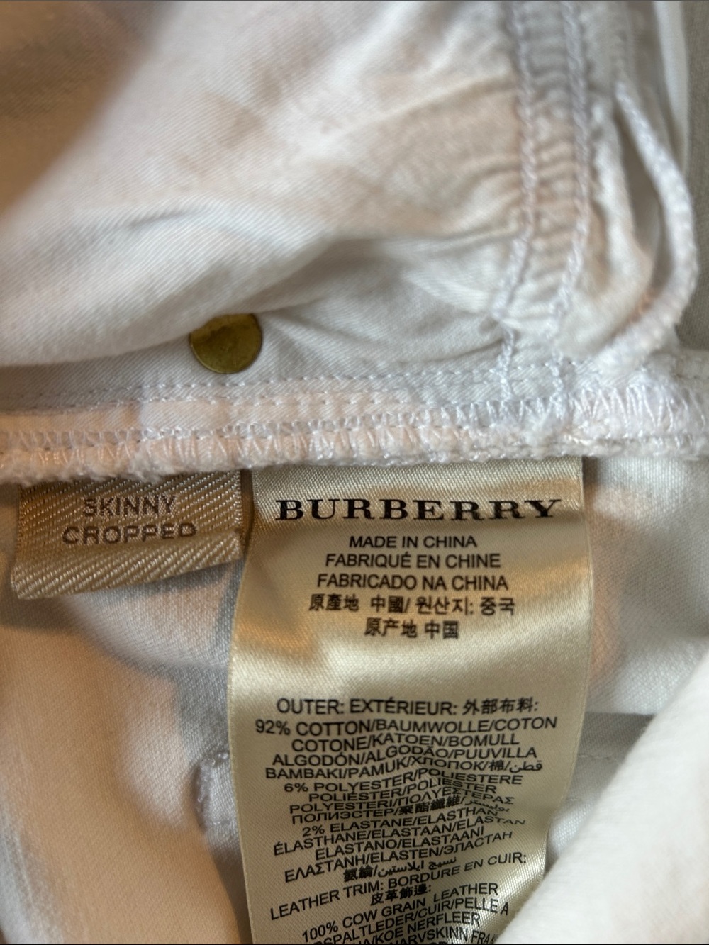 Burberry White Skinny Cropped Jeans Size 27 - Picture 9 of 9